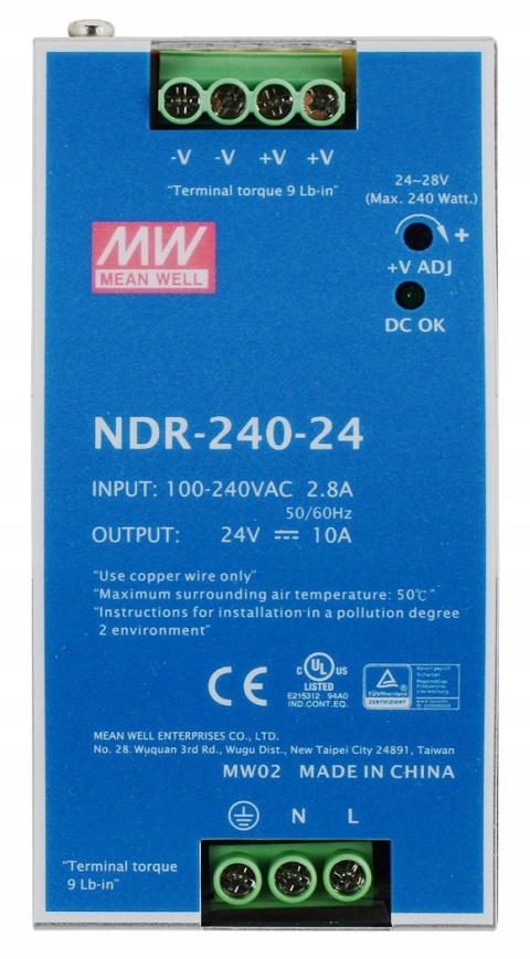 Zasilacz Mean Well NDR-240-24 (24V/10,0A)